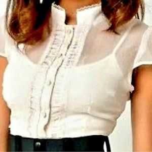 Tatyana Lucy Vintage 1950's Ivory Cream Sheer Chiffon Pinup Blouse